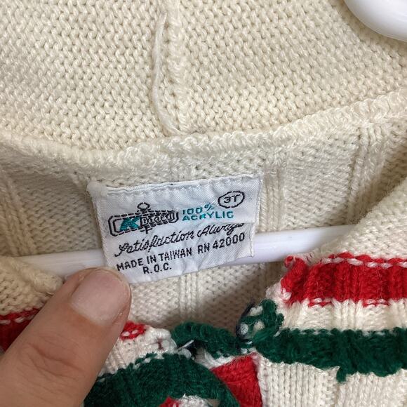 Vintage K Mart Hooded Cardigan Sweater Toddler 3T Acrylic 60s 70s Taiwan ROC - Picture 5 of 13